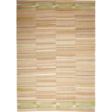 Authentique tapis d'Orient kilim fait main 221x315 marron et beige (1/5)