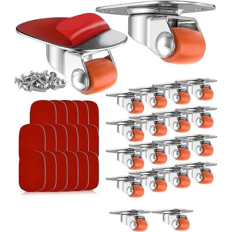 Roulettes ovales auto-adhésives de 1,27 cm (0,5 po) pivotant à 360°, adhésif nano ultra-résistant, capacité de charge de 13,6 kg (30 lb). (1/4)