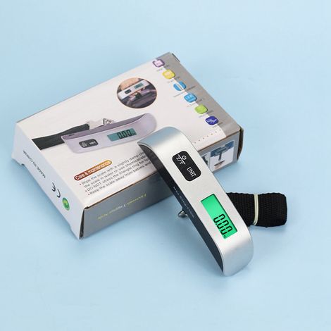 Balance électronique portable à crochet, alimentée par piles, avec grand écran LCD vert lumineux, capacité de 50 kg. (1/5)