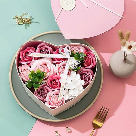 Bouquet de roses artificielles en forme de cœur, coffret cadeau créatif, décoration de Noël, papier anti-décoloration, cadeau romantique pour la Saint-Valentin
