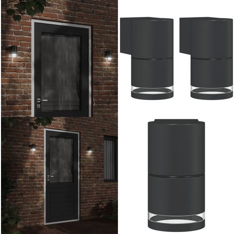 Außenwandleuchten 2 Stk. Schwarz Aluminiumdruckguss - Außenleuchte - Wandleuchte - Gartenleuchte - LED-Leuchte - Edelstahl - Home & Living (1/5)