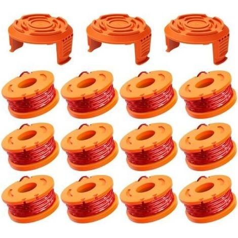 15 Pack Bobine Fil Coupe Bordure 3m - WA0010/WA6531 Coupe Bordures, Bobine de Fil Debroussailleuse(12 Fil Coupe Bordure,3 Couvercle) (1/5)