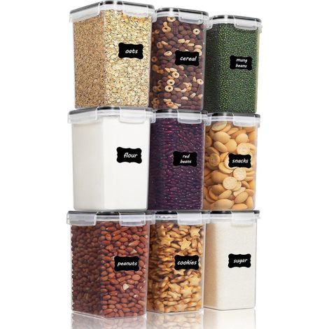 Vorratsdosen Set 9 Stück, 2L, luftdicht, BPA-frei, stapelbar, mit 24 Etiketten (1/5)