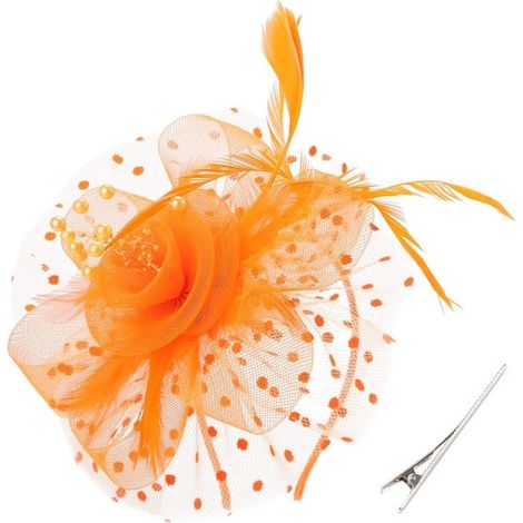 Exquisitos tocados adornados con flores, tul, cintas y plumas, ideales para fiestas de té, niñas y damas. (1/4)