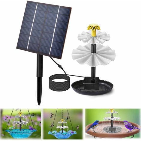 Bird Bath - Glass Bowl With Solar Fountain Pump - Deck Mounted Adjustable Steel Clamp - For Garden Terrace Balcony - 1 Unit (1/3)