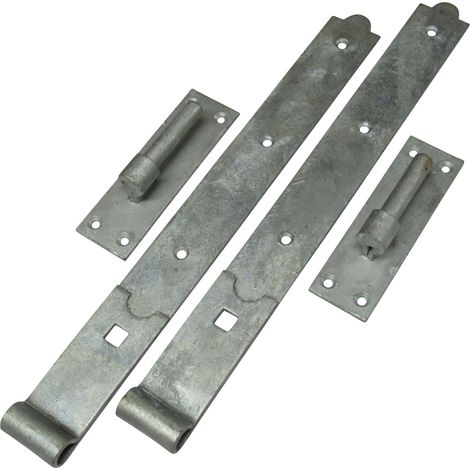 Galvanised Hook and Band Gate Hinges 30" Pair (Heavy Duty Straight Shed Door Barn)