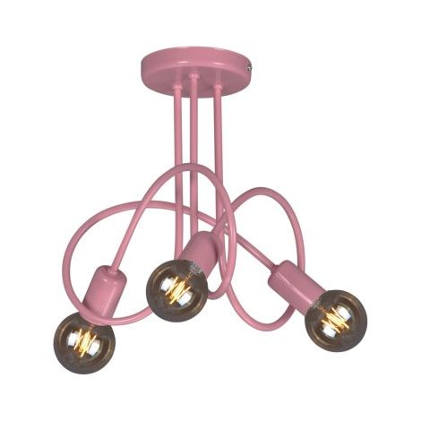 Plafonnier loft métal rose Kaja Malva 33cm 3xE27 K-4518