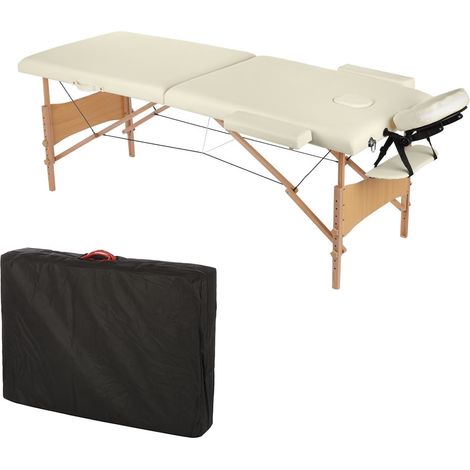 LETTINO DA MASSAGGIO MOBILE A 2 ZONE INCL. BORSA PANCA MASSAGGIO PANCA PIEGHEVOLE CREMA NUOVA (1/6)