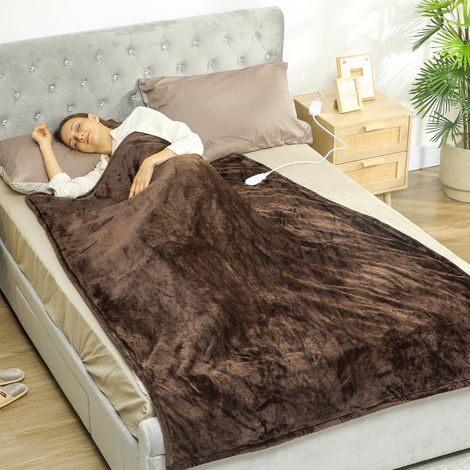 Manta Eléctrica 180x130 cm 9 Niveles de Temperatura Temporizador Lavar a Máquina, Pantalla LED Marrón (1/5)