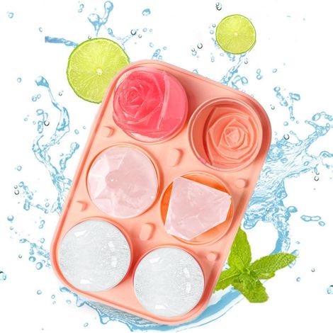Eiswürfelform Silikon mit Deckel, 3D Rosen & Diamant, BPA Frei, 5cm (1/5)