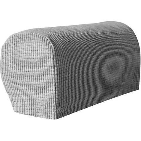 Lot de 2 housses d'accoudoirs extensibles en peluche douce, pour chaises/canapés, gris clair (1/4)