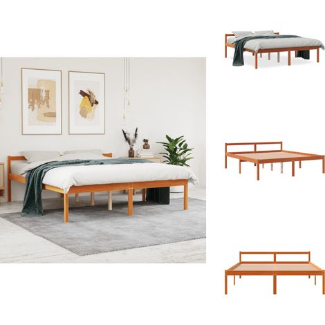 Lit pour personne âgée sans matelas 150x200 cm bois pin massif - Lit Senior - Lit Pour Personne Agée - Lit Haut - Lit Bois - Lit Design (1/5)