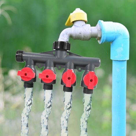 Adaptateur de raccord de tuyau d'arrosage robuste G3/4 po, vanne de répartition, 4 voies (1/5)
