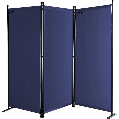 Paravent 3 Teilig 170 x 165 cm Blau - Garten & Balkon Sichtschutz Stellwand Innen & Außen - Raumteiler Trennwand Faltbar Blickdicht & Wetterfest