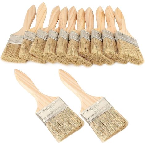 Kaelt - Lot de 10 pinceaux professionnels, pinceaux plats avec manche en bois, parfaits pour le brossage des murs de meubles, mur (1/4)