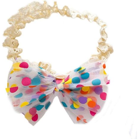 Nœud pour cheveux de bébé, motif à pois arc-en-ciel, élastique doux, accessoire photo pour anniversaire (1/4)