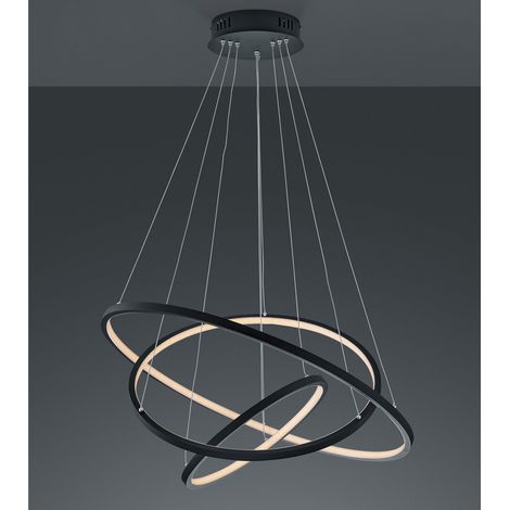 WIZ LED Pendellleuchte AARON Anthrazit mit Fernbedienung, Ø 80cm (1/5)