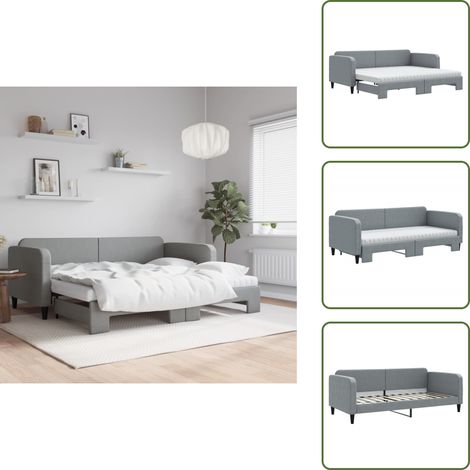 The Living Store Divano Letto Estraibile Materassi Grigio Chiaro 90x200 Tessuto - Letto estraibile