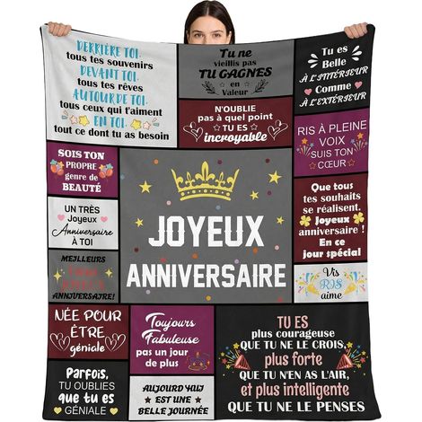 Cadeau Anniversaire Femme Joyeux Anniversaire Plaid Couverture Polaire Cadeau Anniversaire Homme Cadeaux D'anniversaire Pour Femmes Polaire Couverture Pour Ma Fille Maman Soeur Amie Copine 150X130CM (1/5)
