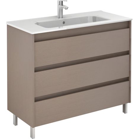 ROYO SANSA Mueble de Baño con Lavabo 3 Cajones Fumé Arenado - Medida: 60 CMS - ref: C0072560