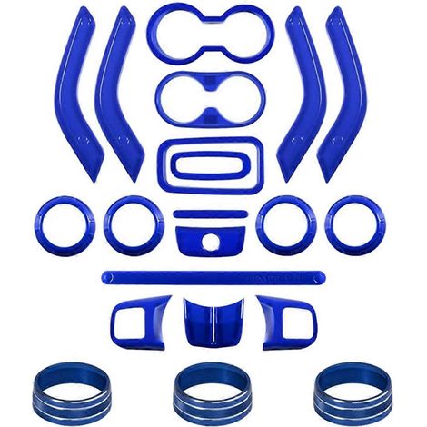 21-teiliges Interieur-Dekorationsset für Jeep Wrangler JK (2007-2017), blau. (1/5)