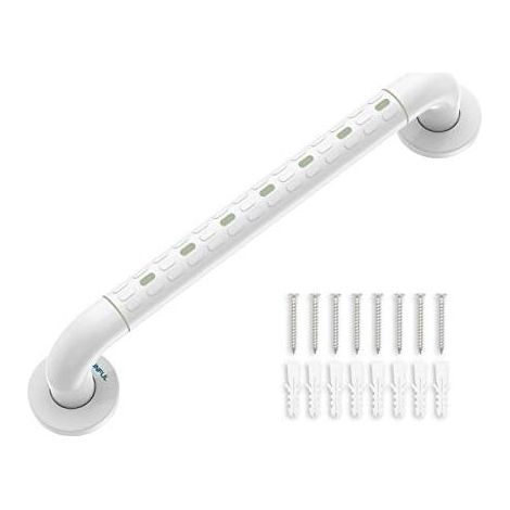 Barre D'appui WC, Barres D'appui de Salle de Bain avec Antidérapante, Poignée de Acier Inox, de Maintien Douche avec Cercles lumineux-avec Bride de Recouvrement,48 CM (1/5)
