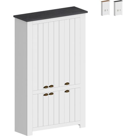 Armario zapatero multiusos grande blanco 114 x 42 x 200 cm 6 puertas Elaisa - Negro (1/5)