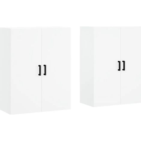 Set di 2 armadietti da parete pratico stoccaggio 69,5 x 34 x 90 cm in legno multistrato bianco 020055358