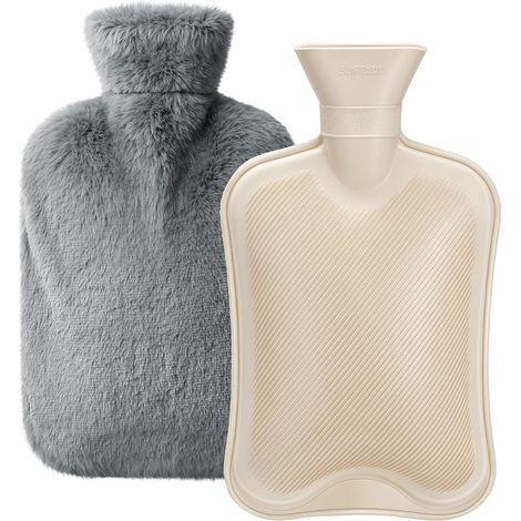 Bouteille isotherme en caoutchouc naturel avec couvercle,adaptée aux compresses chaudes et froides pour réchauffer les mains et les pieds, gris foncé (1/5)