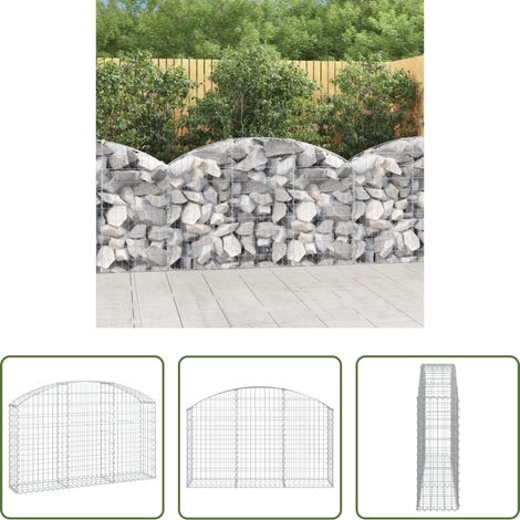 Schalldämmung - Gabione mit Hochbogen 150x30x80/100 cm Verzinktes Eisen (1/5)