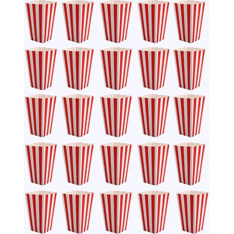 25 Pièces Boite Pop Corn Petite Sachet Pop Corn Avec Rouge Pot Popcorn Pour Fête Anniversaire mariage Noël (1/5)