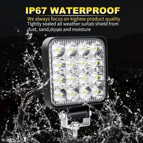 1 Pcs Carré phare de travail led, 3.3 pouces mini 48W 12V 24V lampe, projecteurs lumière feux de travail pour offroad Voiture camions SUV 4x4 tracteur, feu antibrouillard 6000K (1/5)