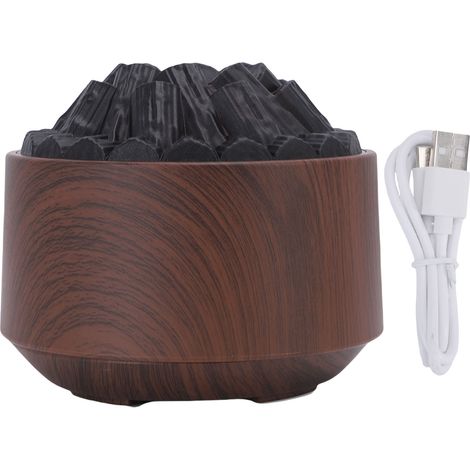 Essential Oil Diffuser Bonfire Humidifier 300ML Low Noise USB Aromatherapy Diffuser Campfire Humidifier with Night Light for Indoor Home Bedroom Dark Wood Grain (1/5)
