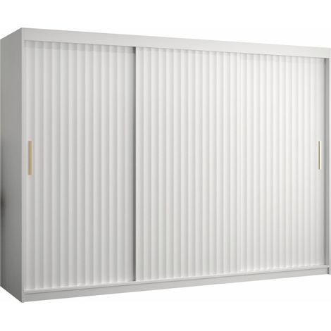Armario Hartford 336, Blanco, 200x250x62cm, Puertas de armario: Correderas, Número de estantes: 9