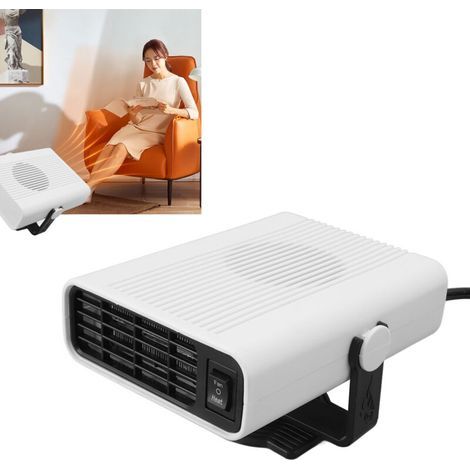 Ventilador calefactor para coche ABS de 24 V, silencioso, ajustable 360 grados, con enchufe para encendedor de cigarrillos, desempañador de parabrisas para conducir, color blanco