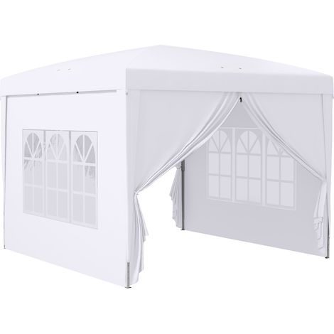 3 x 3m Pop Up Gazebo, Wedding Party Canopy Tent Marquee with Carry Bag and Windows, White
