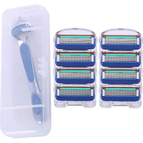 Lames de Rasoir de Rechange Universelles - Pour Tout Type de Barbe, 12 Lames + 1 Manche + Étui Inclus (1/3)