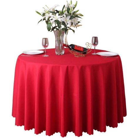 Nappe ronde 160cm Rouge Polyester pour fêtes, mariages, tables