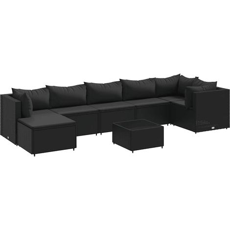 Maison Exclusive - Set Mobili da Giardino con Cuscini 8 pz Nero in Polyrattan