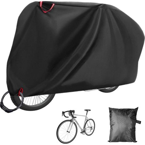 Housse Velo Exterieur Protection, Tissu Oxford 210D Epais Noir Bache Velo avec Trou de Verrouillage (1/5)