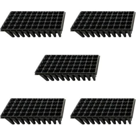 Ensemble de 5 plateaux de semis, plateau de semis de 50 alvéoles, pour la germination des graines et la propagation des semis, en plastique noir. (1/5)