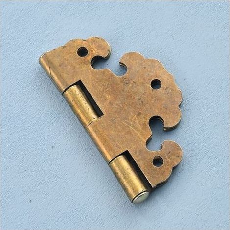 Lot de 4 charnières anciennes - charnières décoratives - mini charnières vintage - charnières de porte - charnières vintage en bronze (1/3)