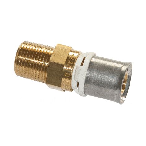 Raccordo maschio fisso multistrato in ottone nichelato 20x27 / 16mm - senza piombo.