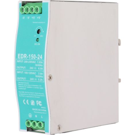 Alimentation à découpage DIN Rail 24V 6.5A 150W EDR15024 Convertisseur AC 100-240V vers DC
