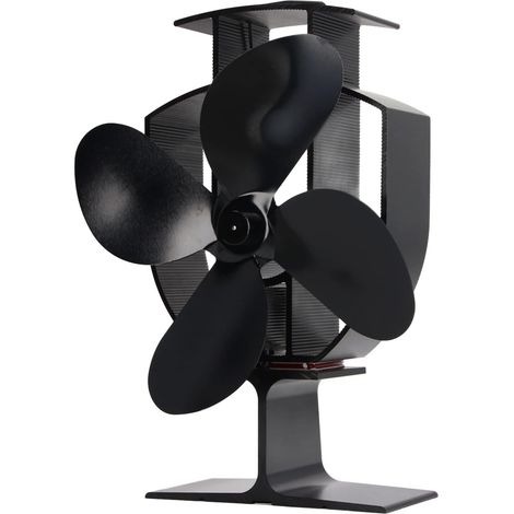 Ventilateur de poêle à bois, débit d'air de 200 à 250 pi³/min, 1 500 tr/min, aluminium anodisé à entraînement thermique, 4 pales utilisées pour faire circuler l'air chaud généré par le bois. (1/4)
