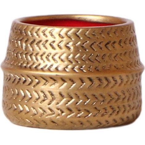Cache-pot en céramique dorée mate avec motif rainuré pour décoration intérieure Ø 6 cm - PANGIVO (1/5)