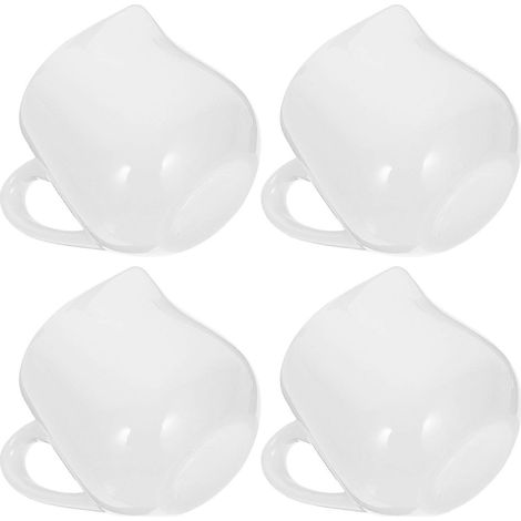 Carafe à sauce en céramique blanche avec poignée, bec verseur anti-goutte et prise en main confortable (lot de 4). (1/5)