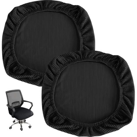 2 Housse pour Chaises Élastiques,Housse Assise Chaise Bureau,Housses Fauteuil Gaming,Protege Chaise Salle a Manger,Shousse Tabouret Pivotant,Housses de Siège de Chaises,Protection Chaisea-Noir