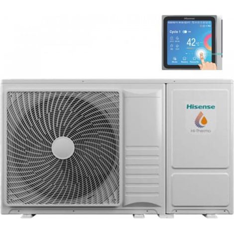 Hisense Hi-Therma AHZ-044HCDS1 7 kW R32 reversible Monoblock-Luft-Wasser-Wärmepumpe mit HSXM-FE01 Touch-Kabelfernbedienung zum Heizen/Kühlen - Erste Inbetriebnahme inklusive