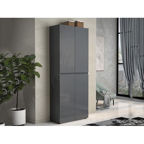 Zapatero Bellante, Mueble para Zapatos 10 Estantes, Hecho en Italia, 34x80x200h cm Negro Antracita (1/4)